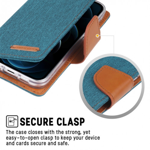 HOOSPERY Toile Diary Toile Texture Texture Horizontale Étui en cuir PU avec porte-cartes et portefeuille pour iPhone 13 (bleu marine) SG602B358-07