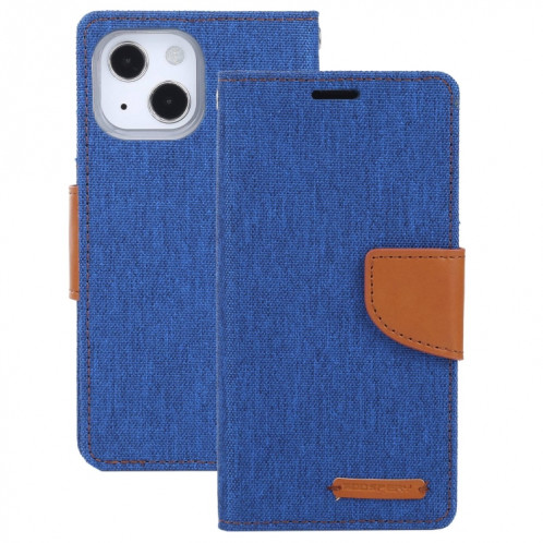 HOBOSPERY TOIVAS Diary Toile Texture Texture Horizontale Flip PU Coque en cuir PU avec porte-carte et portefeuille pour iPhone 13 (bleu) SG602E35-07