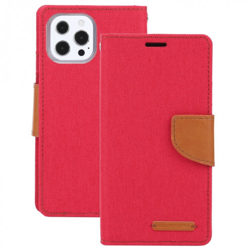Toile de toile de goosperie Toile Texture Texture horizontale Boîtier en cuir PU avec porte-carte et portefeuille pour iPhone 13 Pro (rouge) SG603A1052-07