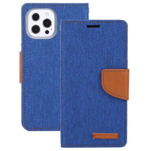 HOBOSPERY TOIVAS Diary Toile Texture Horizontale Flip PU Coque en cuir PU avec support & carte Slots & Portefeuille pour iPhone 13 PRO (Bleu) SG603E820-07