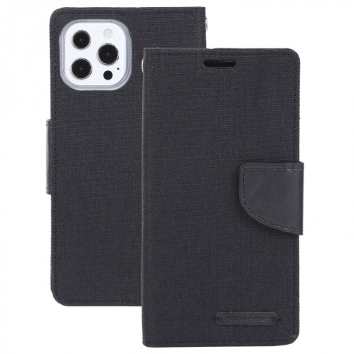 Toile de canvas Goospery Toile Texture Texture Horizontale Flip PU Coque en cuir PU avec support & carte Slots & Portefeuille pour iPhone 13 Pro (Noir) SG603G1081-07