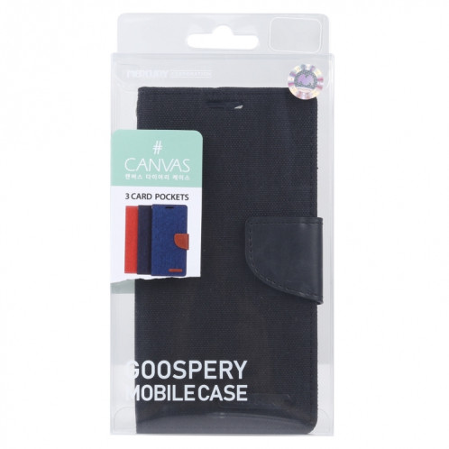Toile de canvas Goospery Toile Texture Texture Horizontale Flip PU Coque en cuir PU avec support & carte Slots & Portefeuille pour iPhone 13 Pro (Noir) SG603G1081-07