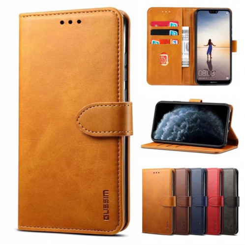 GUSSIM Business Style Horizontal Flip Cuir Coffret avec porte-cartes et portefeuille pour iPhone 13 (Kaki) SG402E1916-07