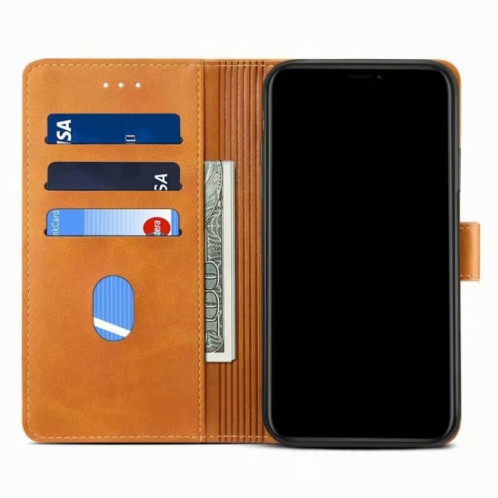 GUSSIM Business Style Horizontal Flip Cuir Coffret avec porte-cartes et portefeuille pour iPhone 13 (Kaki) SG402E1916-07