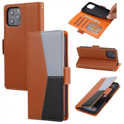 Litchi Texture Couleur Couleur Horizontale Flip Coating Coque avec Slots et portefeuille et cadre de portefeuille et photo pour iPhone 13 Mini (Brown) SH701F428-07