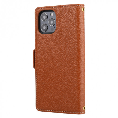Litchi Texture Couleur Couleur Horizontale Flip Coating Coque avec Slots et portefeuille et cadre de portefeuille et photo pour iPhone 13 Mini (Brown) SH701F428-07