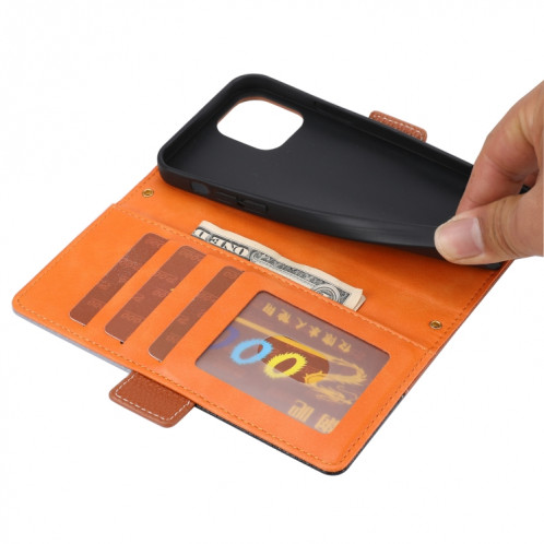 Litchi Texture Couleur Couleur Horizontale Flip Coating Coque avec Slots et portefeuille et cadre de portefeuille et photo pour iPhone 13 Mini (Brown) SH701F428-07