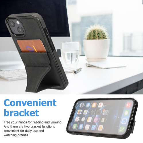 Cas protecteur ultra-mince avec support et fonction magnétique métallique pour iPhone 13 (noir) SH902F1218-07