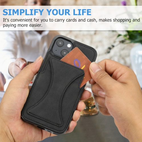 Cas protecteur ultra-mince avec support et fonction magnétique métallique pour iPhone 13 (noir) SH902F1218-07