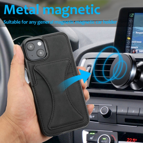 Cas protecteur ultra-mince avec support et fonction magnétique métallique pour iPhone 13 (noir) SH902F1218-07