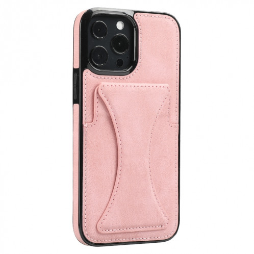 Boîtier de protection anti-achats ultra-mince avec support et métal Fonction magnétique pour iPhone 13 Pro (Rose Gold) SH903A209-07