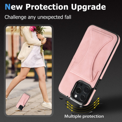 Boîtier de protection anti-achats ultra-mince avec support et métal Fonction magnétique pour iPhone 13 Pro (Rose Gold) SH903A209-07