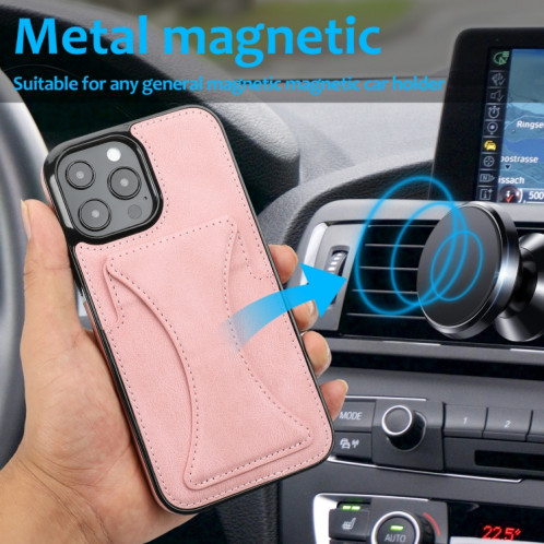 Boîtier de protection anti-achats ultra-mince avec support et métal Fonction magnétique pour iPhone 13 Pro (Rose Gold) SH903A209-07