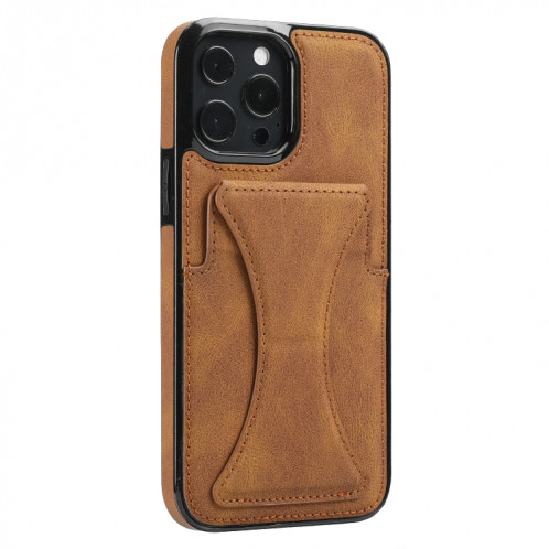 Boîtier protecteur ultra-mince antichoc avec support et métal Fonction magnétique pour iPhone 13 Pro (Brown) SH903C1871-07