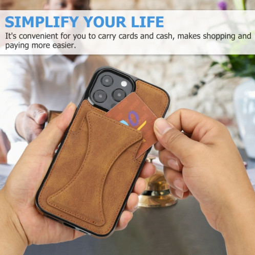 Boîtier protecteur ultra-mince antichoc avec support et métal Fonction magnétique pour iPhone 13 Pro (Brown) SH903C1871-07