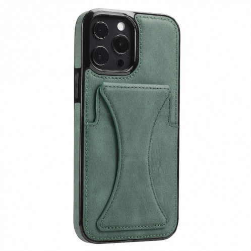 Boîtier de protection anti-achats ultra-mince avec support et fonction magnétique métallique pour iPhone 13 Pro (vert) SH903D593-07