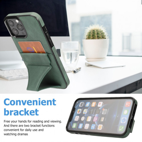 Boîtier de protection anti-achats ultra-mince avec support et fonction magnétique métallique pour iPhone 13 Pro (vert) SH903D593-07