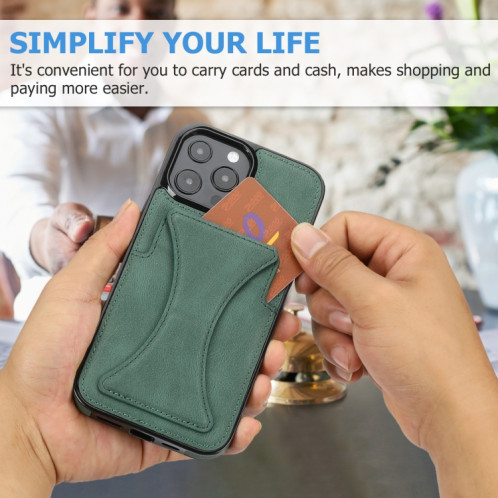 Boîtier de protection anti-achats ultra-mince avec support et fonction magnétique métallique pour iPhone 13 Pro (vert) SH903D593-07