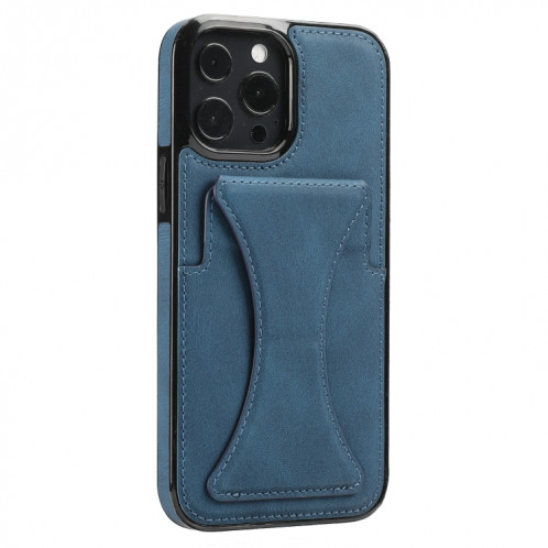 Boîtier de protection anti-achats ultra-mince avec support et fonction magnétique métallique pour iPhone 13 Pro (Bleu) SH903E1611-07