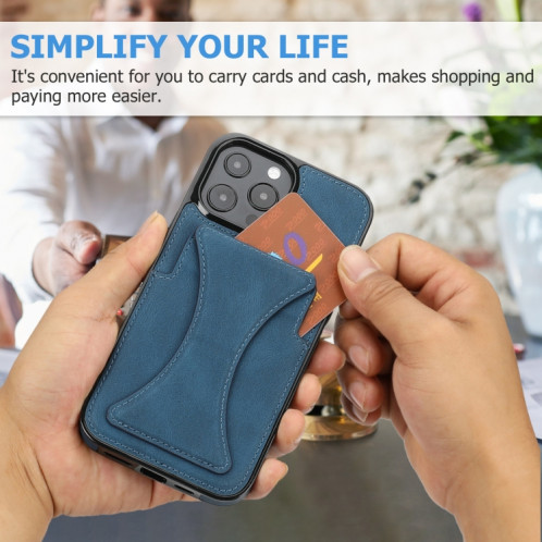 Boîtier de protection anti-achats ultra-mince avec support et fonction magnétique métallique pour iPhone 13 Pro (Bleu) SH903E1611-07