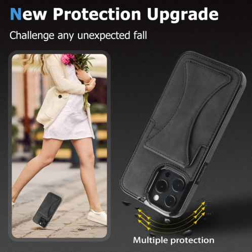Cas protecteur ultra-mince antichoc avec support et métal Fonction magnétique pour iPhone 13 Pro (Noir) SH903F1657-07
