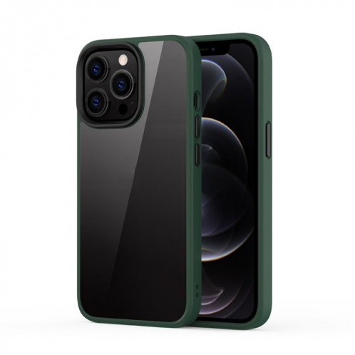 Ming Shield Hybrid Hybrid Transparent Transparent PC + TPU Case antichoc rattrapé pour iPhone 13 Pro (vert profond) SH303C1107-08