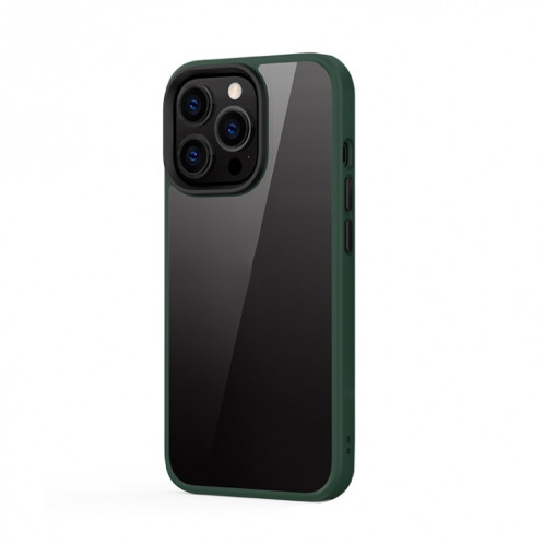 Ming Shield Hybrid Hybrid Transparent Transparent PC + TPU Case antichoc rattrapé pour iPhone 13 Pro (vert profond) SH303C1107-08
