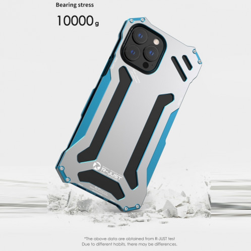 Étui de protection des métaux de métaux d'armure R-juste antichoc pour iPhone 13 Pro (Bleu) SR903B82-07