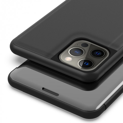 Miroir plaqué Horizontal Flip Cuir Case avec support pour iPhone 13 Pro (Bleu) SH603E748-07