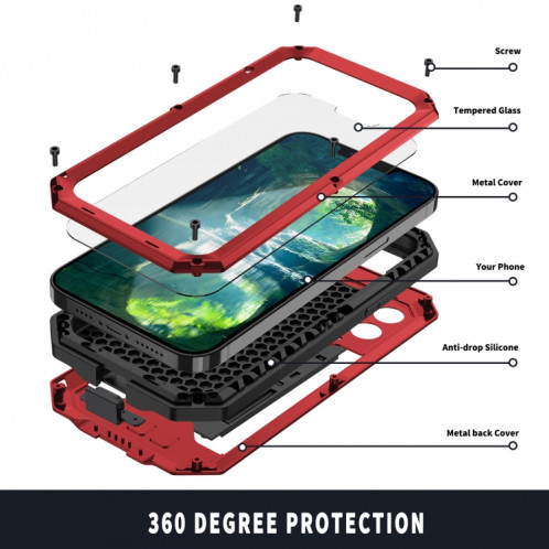 Caméra coulissante R-Just Caméra anti-poussière imperméable à l'imperméable à la poussière + cas de protection en silicone avec support pour iPhone 13 (rouge) SR902B743-07