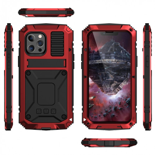 R-juste des chocs imperméables à l'imperméable à la poussière de poussière + cas de protection en silicone avec support pour iPhone 13 Pro (rouge) SR003B105-07