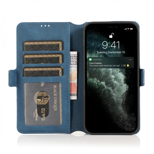 Fermoir à fermeture magnétique rétro Horizontal Flip Cuir Too avec support & carte Slots & Photo Cadre et portefeuille pour iPhone 13 (bleu marine) SH302C103-07
