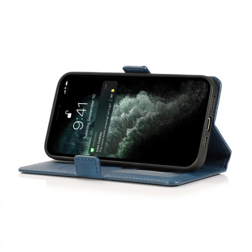 Fermoir à fermeture magnétique rétro Horizontal Flip Cuir Too avec support & carte Slots & Photo Cadre et portefeuille pour iPhone 13 (bleu marine) SH302C103-07