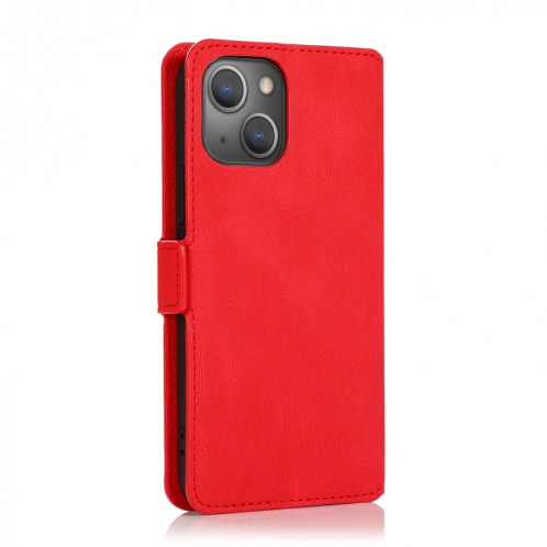 Fermoir magnétique rétro Fermoir à fermeture horizontale Horizontal Toam Coating avec porte-cartes et cadre photo et portefeuille pour iPhone 13 Pro (rouge) SH303B1214-07