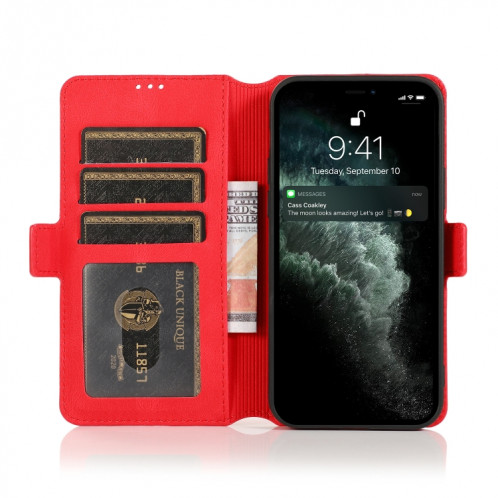 Fermoir magnétique rétro Fermoir à fermeture horizontale Horizontal Toam Coating avec porte-cartes et cadre photo et portefeuille pour iPhone 13 Pro (rouge) SH303B1214-07