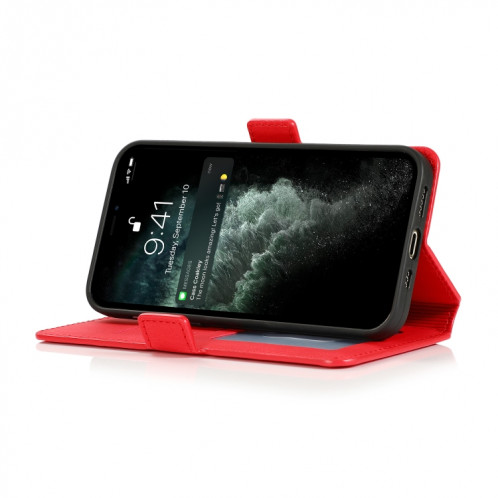 Fermoir magnétique rétro Fermoir à fermeture horizontale Horizontal Toam Coating avec porte-cartes et cadre photo et portefeuille pour iPhone 13 Pro (rouge) SH303B1214-07