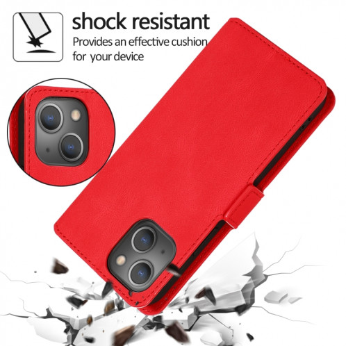 Fermoir magnétique rétro Fermoir à fermeture horizontale Horizontal Toam Coating avec porte-cartes et cadre photo et portefeuille pour iPhone 13 Pro (rouge) SH303B1214-07
