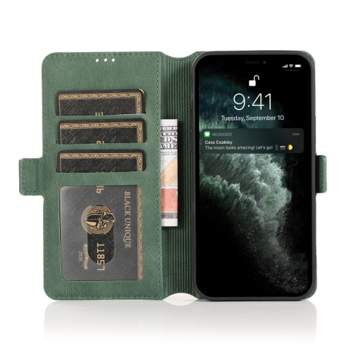 Fermoir magnétique rétro Fermoir à fermeture horizontale Horizontal Toam Cuir avec support & Cadre Slots & Photo Cadre & portefeuille pour iPhone 13 PRO (Vert) SH303D849-07