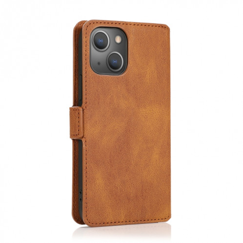 Fermoir à fermeture magnétique rétro Horizontale Horizontal Toam Coating avec porte-carte et cadre photo et portefeuille pour iPhone 13 PRO (Brown) SH303E824-07