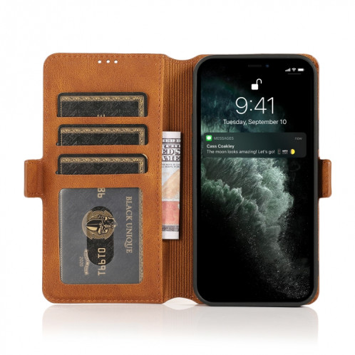 Fermoir à fermeture magnétique rétro Horizontale Horizontal Toam Coating avec porte-carte et cadre photo et portefeuille pour iPhone 13 PRO (Brown) SH303E824-07