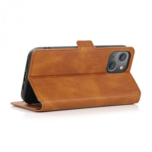 Fermoir à fermeture magnétique rétro Horizontale Horizontal Toam Coating avec porte-carte et cadre photo et portefeuille pour iPhone 13 PRO (Brown) SH303E824-07