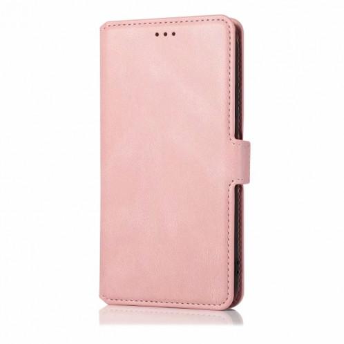 Fermoir magnétique rétro Fermoir à fermeture horizontale Horizontal Heather Coating avec porte-cartes et cadre photo et portefeuille pour iPhone 13 Pro (Rose Gold) SH303F1515-07