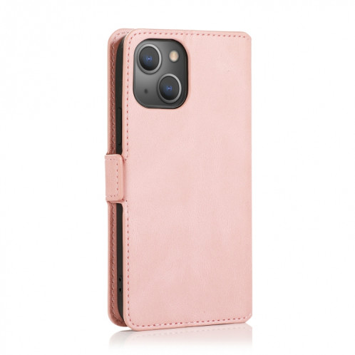 Fermoir magnétique rétro Fermoir à fermeture horizontale Horizontal Heather Coating avec porte-cartes et cadre photo et portefeuille pour iPhone 13 Pro (Rose Gold) SH303F1515-07