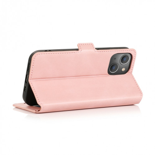 Fermoir magnétique rétro Fermoir à fermeture horizontale Horizontal Heather Coating avec porte-cartes et cadre photo et portefeuille pour iPhone 13 Pro (Rose Gold) SH303F1515-07