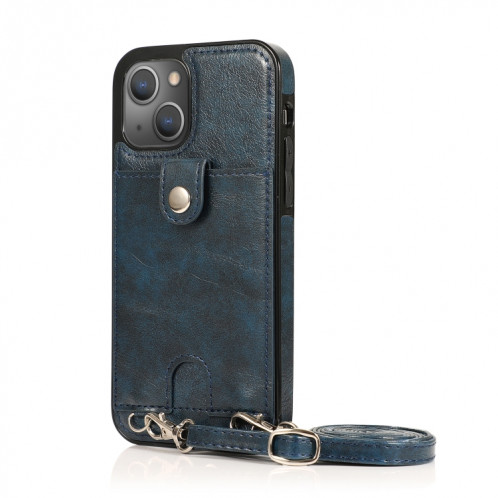 Cuir PU antichoc + étui de protection TPU avec emplacement de carte et longe pour iPhone 13 Pro (Bleu) SH503C1556-07