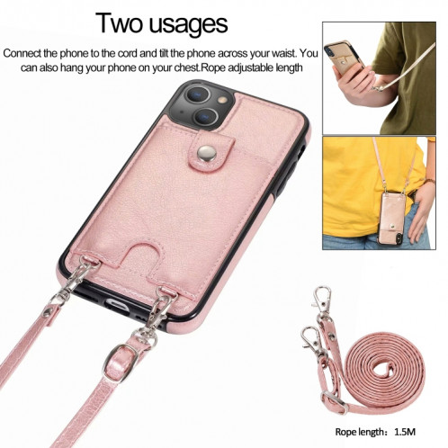 Cuir PU sous anti-PU + étui de protection TPU avec emplacement de carte et lanière pour iPhone 13 Pro (Rose Gold) SH503D1876-07