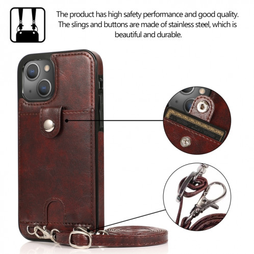 Cuir PU antichoc + étui de protection TPU avec emplacement de carte et lanière pour iPhone 13 Pro (Brown) SH503F1440-07