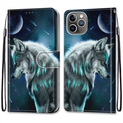 Dessin coloré Texture Texture Horizontale Flip PU Coque en cuir PU avec support & carte Slots & Portefeuille et longe pour iPhone 13 Pro (contemplatif Wolf) SH003C127-07