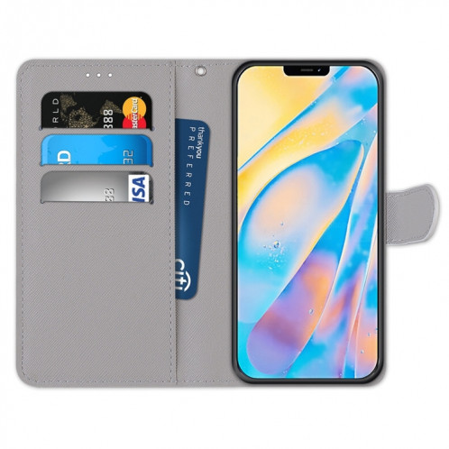 Dessin coloré Texture Texture Horizontale Flip PU Coque en cuir PU avec support & carte Slots & Portefeuille et longe pour iPhone 13 Pro (contemplatif Wolf) SH003C127-07