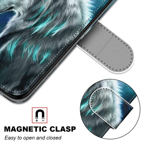 Dessin coloré Texture Texture Horizontale Flip PU Coque en cuir PU avec support & carte Slots & Portefeuille et longe pour iPhone 13 Pro (contemplatif Wolf) SH003C127-07